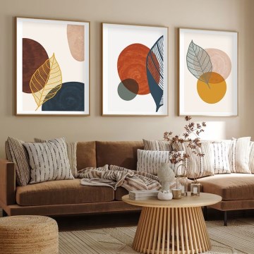 KOMPLET 3x slika u okvirima 50x70 cm, šarene boje