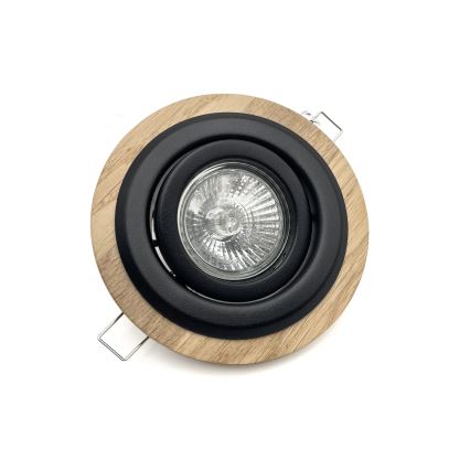 Komplet 3x ugradnih svetala TOBBY 1xGU10/20W/230V, prečnik 11,5 cm, hrast/crna