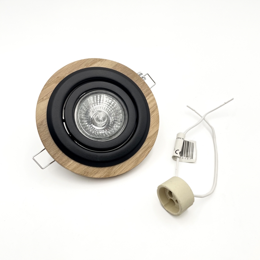 Komplet 3x ugradnih svetala TOBBY 1xGU10/20W/230V, prečnik 11,5 cm, hrast/crna