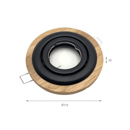 Komplet 3x ugradnih svetala TOBBY 1xGU10/20W/230V, prečnik 11,5 cm, hrast/crna