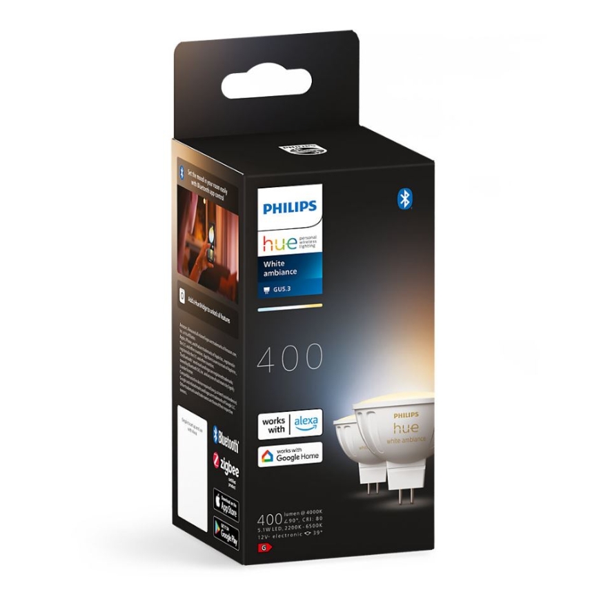 SET 4x LED prigušiva sijalica Philips Hue WHITE AMBIANCE GU5,3/MR16/5,1W/12V 2200-6500K
