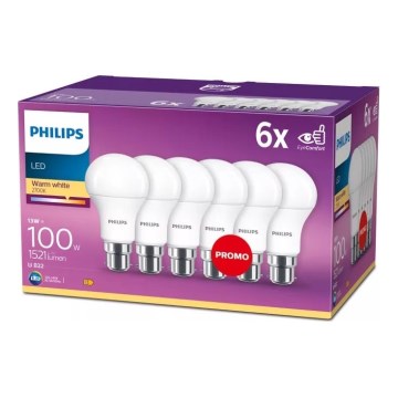 Komplet 6x LED sijalica Philips A60 B22/13W/230V 2700K