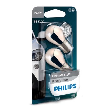Komplet od 2 automobilske sijalice Philips SILVER VISION 12496SVB2 PY21W BAU15s/21W/12V