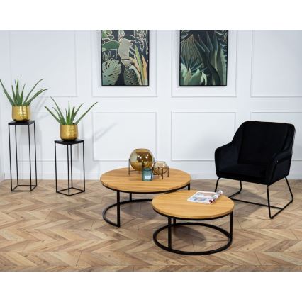 Komplet od 2 konferencijska stočića OAKLOFT 38x90 cm, crna/hrast