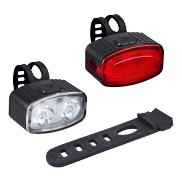 Komplet od 2 LED prigušiva punjiva svetla za bicikl, 350 mAh, IP44, crvena/bela