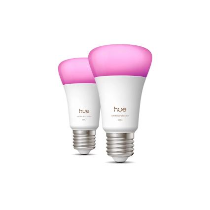SET 2x LED prigušiva sijalica Philips Hue WHITE AND COLOR AMBIANCE E27/6W/230V 1000-20000K