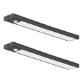 Komplet od 2 LED punjive rasvete za nameštaj sa senzorom pokreta i sumraka VIRO LED/1,2W/3,7V 800 mAh 3000/4000/6500K 30 cm crna