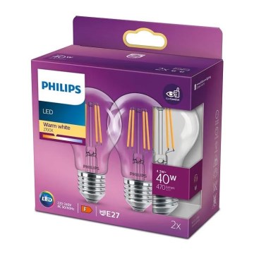Komplet od 2 LED sijalice VINTAGE Philips A60 E27/4,3W/230V 2700K
