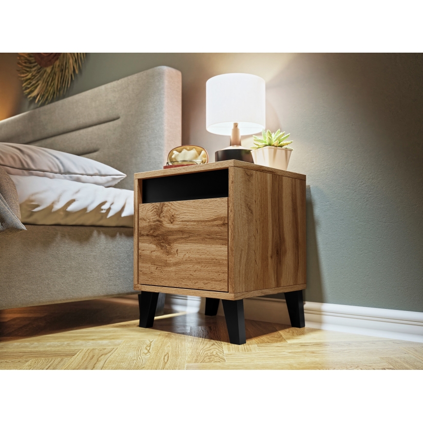 Komplet od 2 noćna ormarića NORD 45x40 cm hrast wotan/antracit