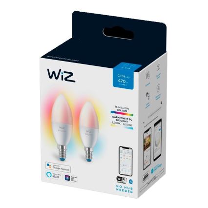 Komplet od 2 prigušiva LED RGBW sijalica C37 E14/4,9W/230V 2200-6500K Wi-Fi - WiZ