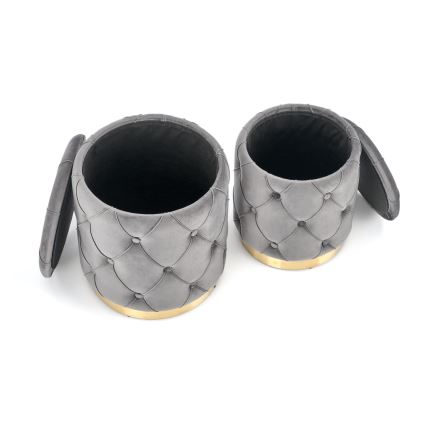 Komplet od 2 taburea POLLY, prečnik 40/44 cm, siva/zlatna