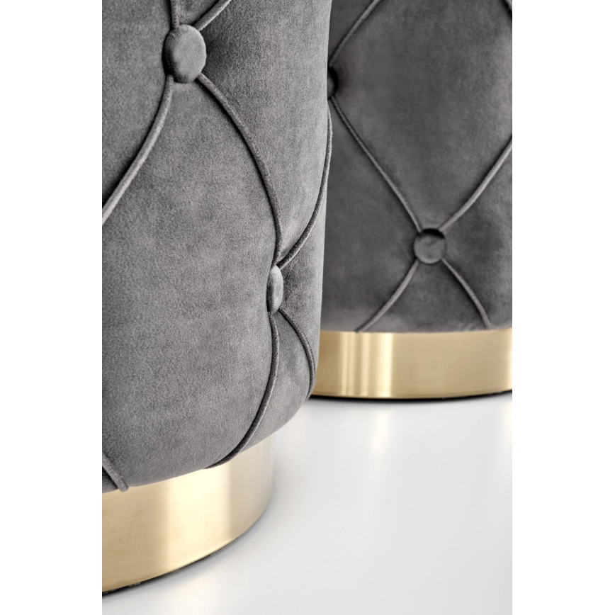 Komplet od 2 taburea POLLY, prečnik 40/44 cm, siva/zlatna