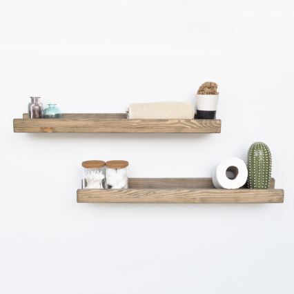 Komplet od 2 zidne police 8x60 cm od smreke