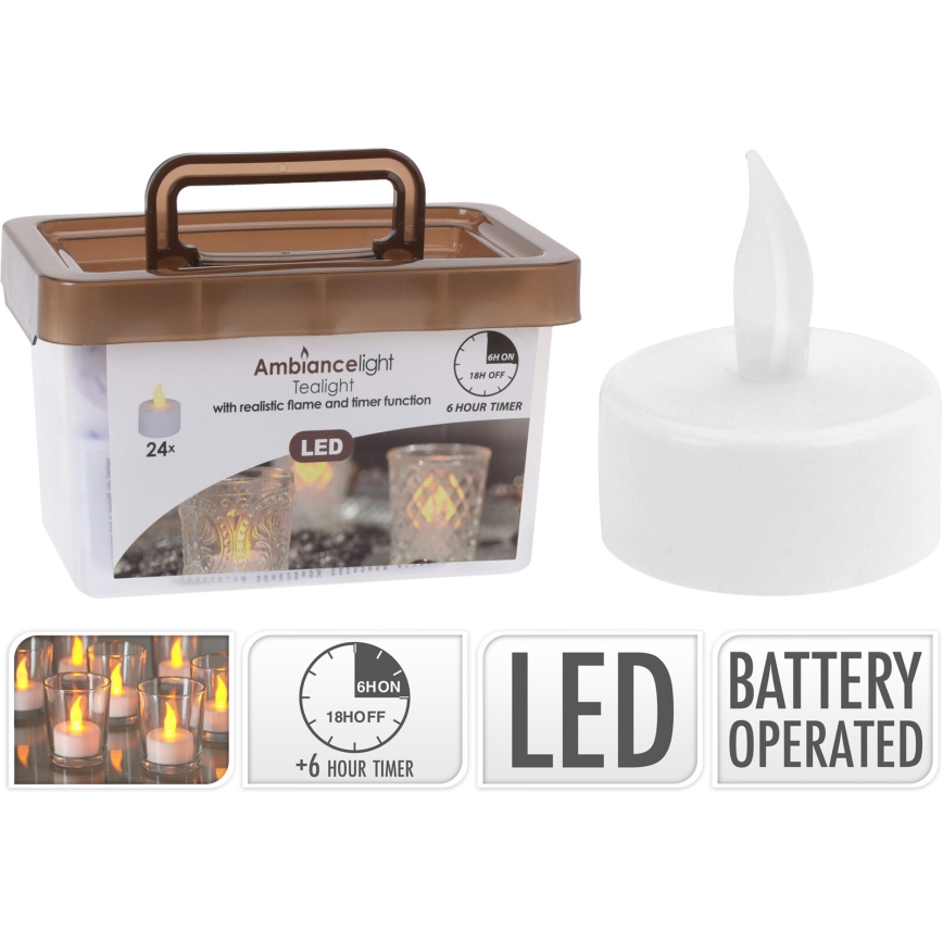 Komplet od 24 LED božićnih dekoracija LED/1xCR2032 3,8 cm topla bela sveća