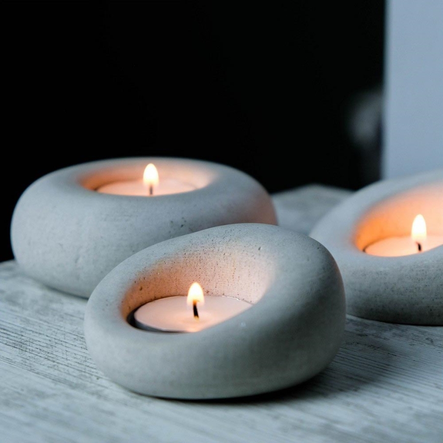 Komplet od 3 držača za čajne sveće 10 cm/9 cm/8 cm beton