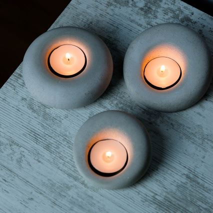 Komplet od 3 držača za čajne sveće 10 cm/9 cm/8 cm beton