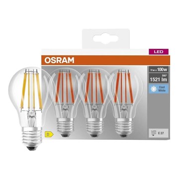 Komplet od 3 LED sijalice BASE CLASSIC FILAMENT A60 E27/11W/230V 4000K - Osram