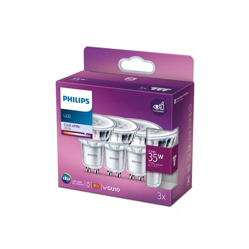 Komplet od 3 LED sijalice Philips PAR16 GU10/3,5W/230V 4000K