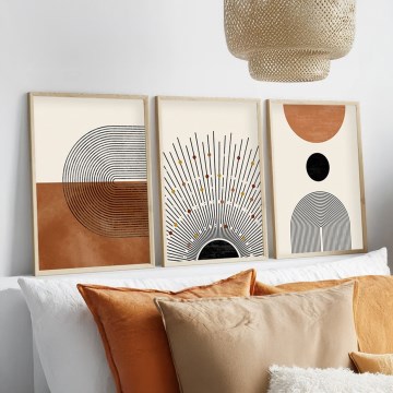 Komplet od 3 slike u foto-ramu 50x70 cm bež/braon