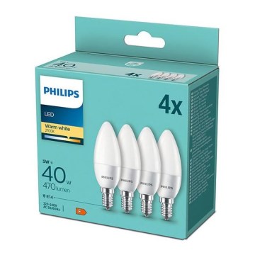 Komplet od 4 LED sijalice Philips B35 E14/5W/230V 2700K