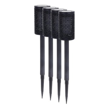 Komplet od 4 LED solarne lampe DECOR, LED/1,2V, 150 mAh, 3000K, 39 cm, IP44, crne