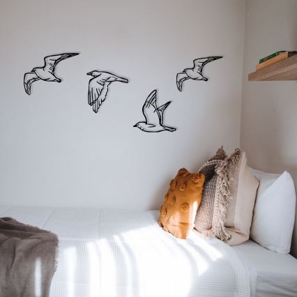 Komplet od 4 zidne dekoracije u obliku ptica od metala