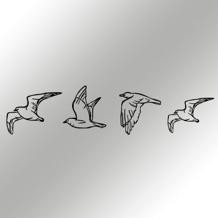 Komplet od 4 zidne dekoracije u obliku ptica od metala