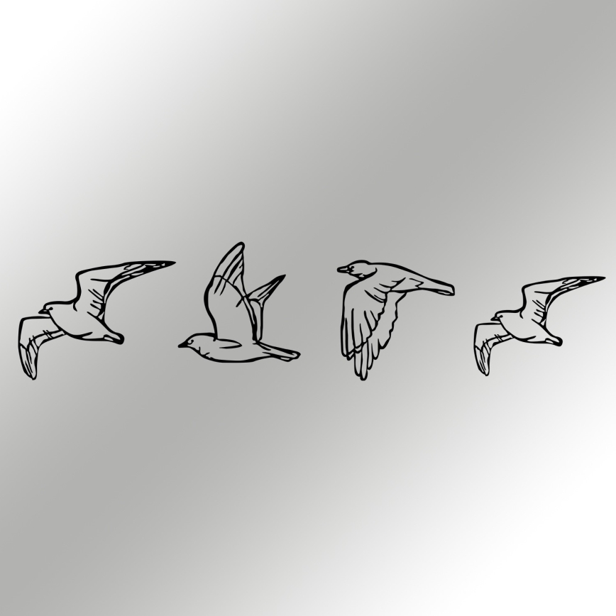 Komplet od 4 zidne dekoracije u obliku ptica od metala