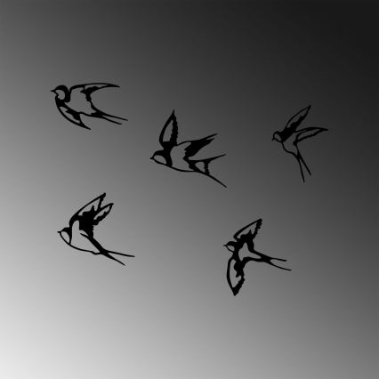 Komplet od 5 zidnih dekoracija — metalne ptice