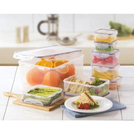 Komplet od 7 posuda za hranu LOCK, plave/prozirne