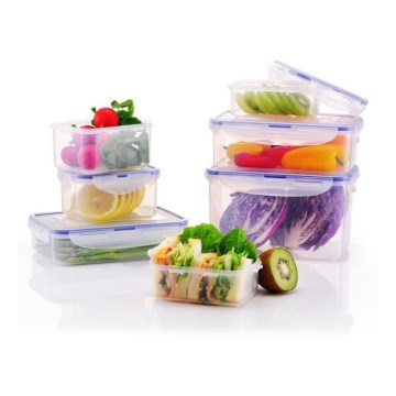 Komplet od 7 posuda za hranu LOCK — plava/prozirna
