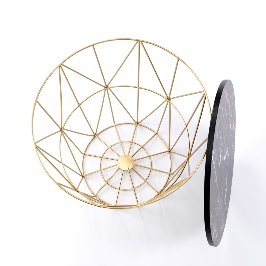 Konferencijski sto HARISSA 41x42 cm, zlatno-crni dekor mermera