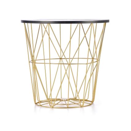 Konferencijski sto HARISSA 41x42 cm, zlatno-crni dekor mermera