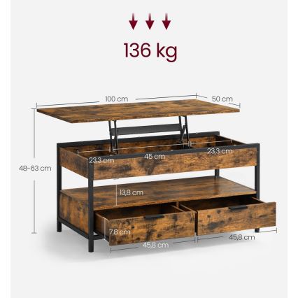 Konferencijski sto sa podiznom pločom NYRO braon/crna