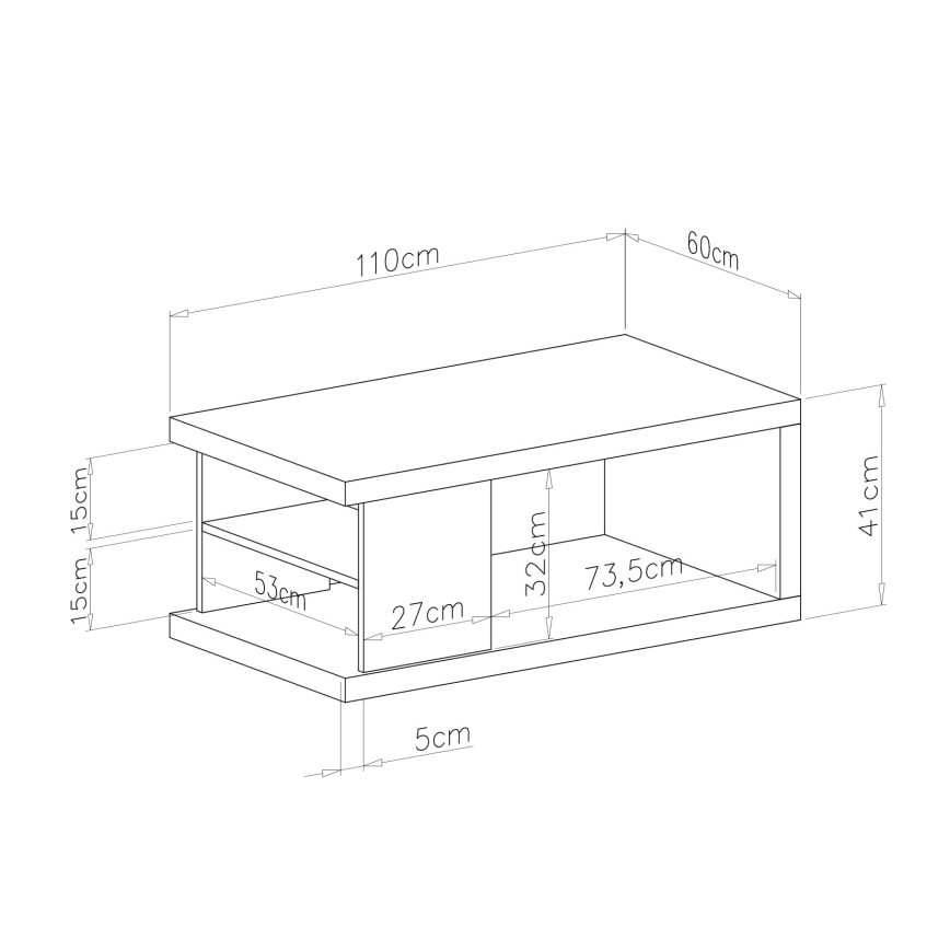 Konferencijski sto sa policom i prostorom za odlaganje LORA hrast artisan/crna