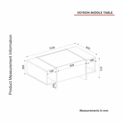 Konferencijski sto VEYRON 37,3 x 103,8 cm crna/zlatna