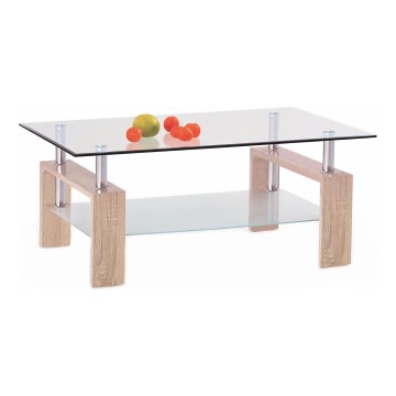 Konferencijski stočić 55x110 cm staklo/hrast sonoma