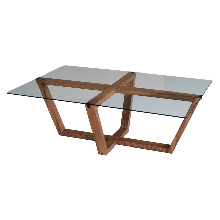 Konferencijski stočić AMALFI 35x105 cm borovina/prozirno staklo