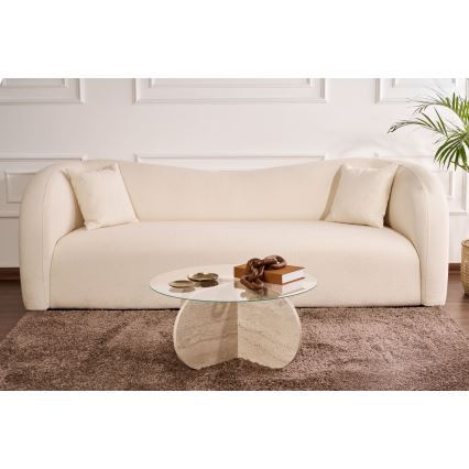 Konferencijski stočić BUBBLE prečnik 75 cm bež/proziran