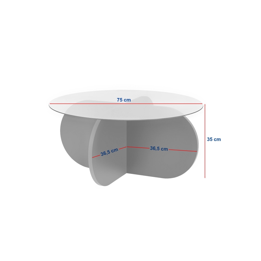 Konferencijski stočić BUBBLE prečnik 75 cm bež/proziran