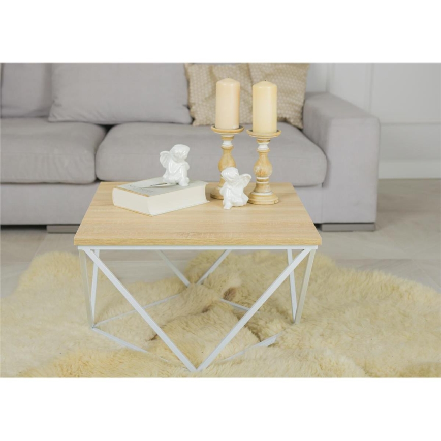 Konferencijski stočić CURVED 60x60 cm bela/bež