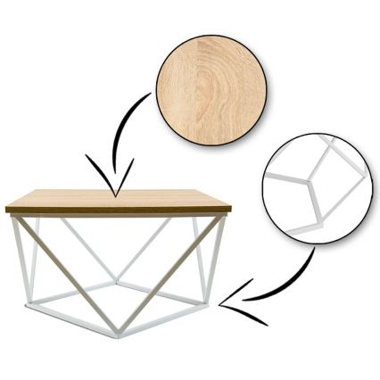 Konferencijski stočić CURVED 60x60 cm bela/bež