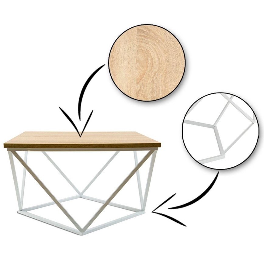 Konferencijski stočić CURVED 60x60 cm bela/bež