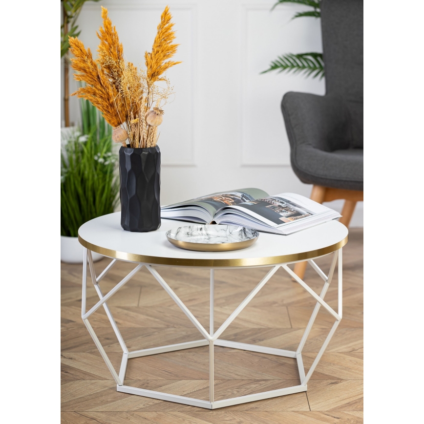 Konferencijski stočić DIAMOND 40x70 cm zlatna/bela