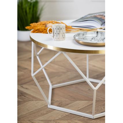 Konferencijski stočić DIAMOND 40x70 cm zlatna/bela