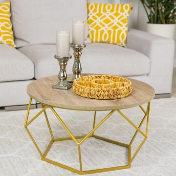 Konferencijski stočić DIAMOND 40x70 cm zlatna/braon