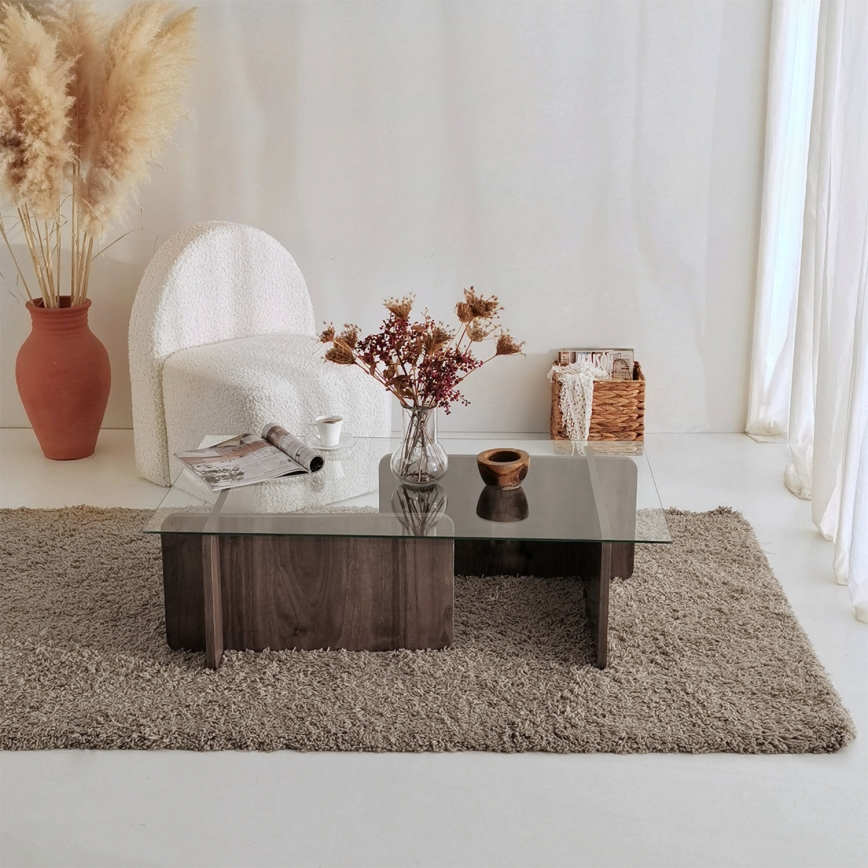 Konferencijski stočić ESCAPE 30x105 cm braon/proziran