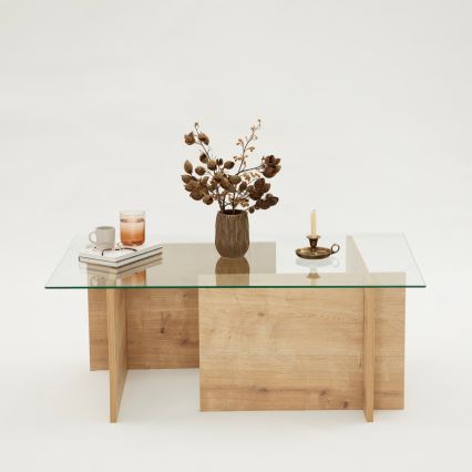 Konferencijski stočić ESCAPE 40x105 cm braon/proziran