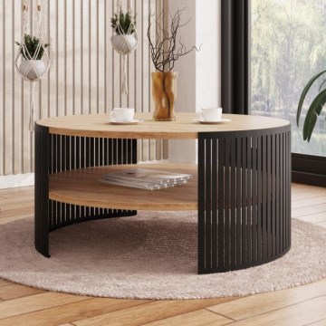 Konferencijski stočić FIKOLI 40x75 cm crni/zlatni hrast