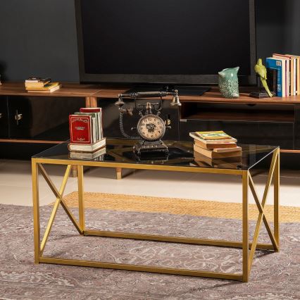 Konferencijski stočić ILIOMAR 46,6x94 cm zlatna/crna